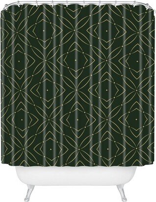Vintage Pattern Shower Curtain Green