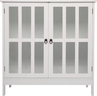Karlinc Transparent Door Free Standing Accent Storage Cabinet For Kitchen Dining White