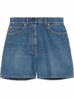 Logo-Patch Denim Shorts-AN