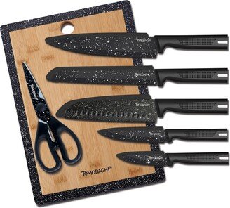 Akita Black Porcelain 12 Piece Cutlery Prep Set - Multi and Brown, Wood