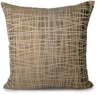 Tan Beige Pillow With Geometric Pattern, Throw Cover, Decorative Cushion Texture Cut, Trendy Satin Blend Pillow