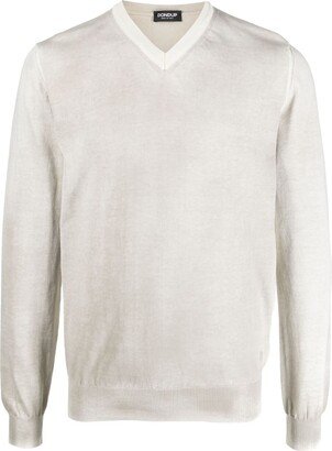 brushed-finish V-neck jumper