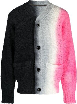 ombré-effect V-neck wool cardigan