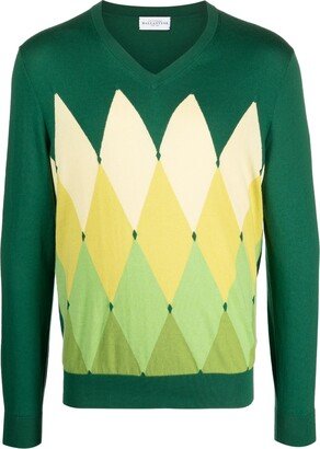 Argyle-Pattern Knit Jumper