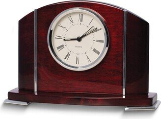 Curata Edison Mahogany Finish Wood and Stainless Steel Quartz Movement Mantel Clock