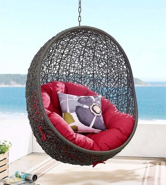 Balmoral Outdoor Grey Rattan with Red Cushioned Hanging Swing Chair