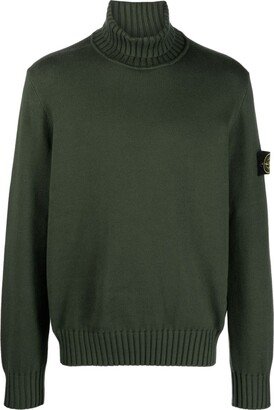 Compass-badge roll-neck jumper