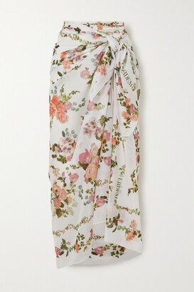 Floral-print Cotton-voile Pareo - Orange