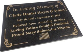 Memorial Plaque Human Grave Marker Black Granite Engraved Headstone Tombstone in Loving Memory Cemetery Personalized & Customizable