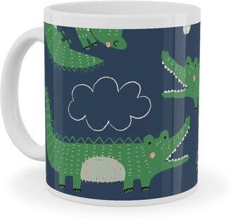 Mugs: Cute Alligators - Green Ceramic Mug, White, 11Oz, Green