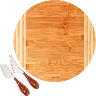 Bamboo 3 Piece Round Board and Aaron Probyn Cheese Knives Set