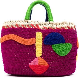 micro Besos straw tote bag