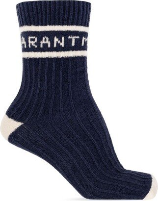 Logo-Intarsia Two-Toned Knitted Socks