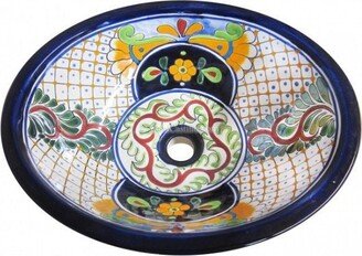 Mexican Talavera Sink Oval Drop in Handcrafted Ceramic - Vallarta