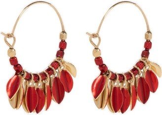 Leaf-Charm Bead Embellished Hoop Earrings