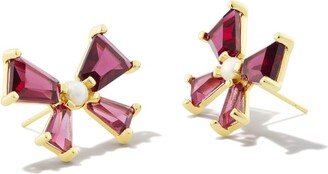 Blair Gold Bow Stud Earrings in Red Mix
