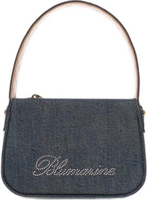 Logo Embellished Denim Hobo Bag