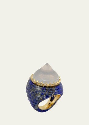 Silk Road Ring with Diamond, Crystal and Lapis Lazuli