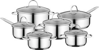 Essentials Comfort 12Pc 18/10 Stainless Steel Cookware Set with Glass Lids