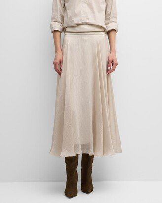 Belted A-Line Midi Skirt