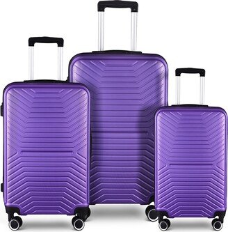 EDWINRAY 3 Piece Luggage Sets Expandable ABS Hardshell Luggage Lightweight Spinner Suitcase Sets with TSA Lock 20in/24in/28in, Purple