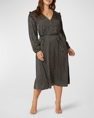 Plus Size Kailey Polka-Dot Midi Dress