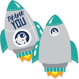 Big Dot of Happiness Blast Off to Outer Space - Shaped Thank You Cards - Rocket Ship Baby Shower Birthday Party Thank You Cards & Envelopes -Set of 12