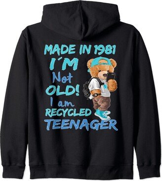 Awesome Old Teenager Spruch Cool Teddy Geburtstag Awesome Since 1981 Funny Old Teenager Teddy Bear Men Women Zip Hoodie