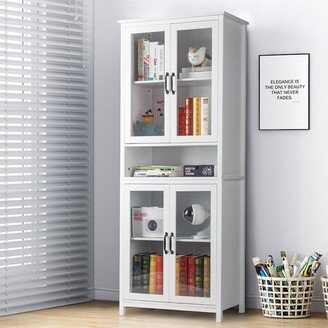 hommetree Modern Multifunctional Bookcase with Doors and Open Storage Space