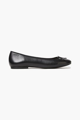 Lola bow-embellished pebbled-leather ballet flats