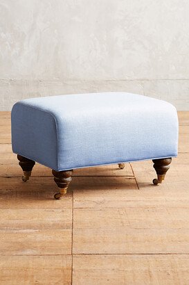 Linen Willoughby Ottoman, Hickory