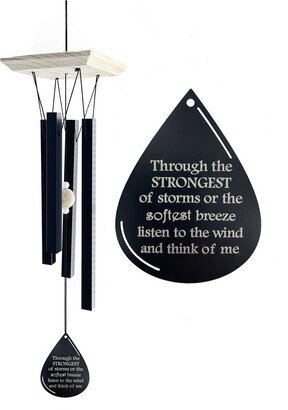 Sale Farmhouse Sympathy Gift Whitewash Square Top Black & White 26 Inch Teardrop Memorial Wind Chime Garden With Direct Shipping