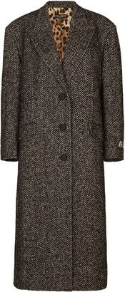 Chevron Single-Breasted Long Coat