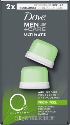 Dove Men+Care Ultimate 0% Aluminum Fresh Feel 48 Hour Deodorant Refill Kit - 1.13oz/2pk