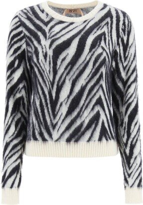 Animal Patterned Crewneck Jumper