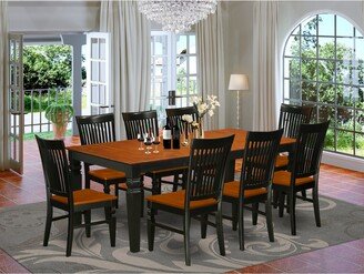 Kitchen Table Set - a Dining Table and Wood Seat Dining Chairs - Black and Cherry Finish