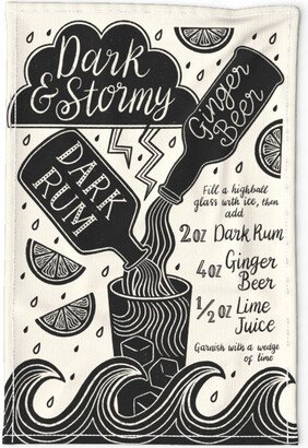 Rum Cocktail Tea Towel - Dark & Stormy By Alicegillustration Alcohol Mixed Drink Linen Cotton Canvas Spoonflower