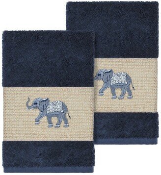 Quinn Embellished Hand Towel - Set of 2 - Midnight Blue