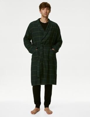 Pure Cotton Checked Dressing Gown