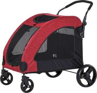 Pet Stroller Universal Wheel Ventilated Foldable Medium Size Dogs Red