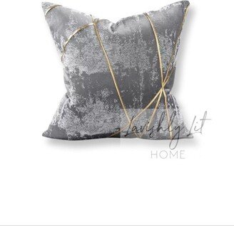 22 Grey Faux Gold Design Pillow Cover, Luxury Home Decor