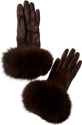 Sofiacashmere Cashmere-Lined Leather Gloves