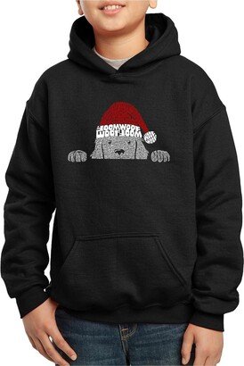 Christmas Peeking Dog - Child Boy's Word Art Hooded Sweatshirt