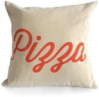 Pizza Throw Pillow, Lover Gift. Silkscreen Printed Natural Unbleached Cotton. Zipper Closure. Ready To Gift Pillow Form Included