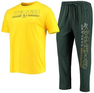 Men's Concepts Sport Green, Gold Oakland Athletics Meter T-shirt and Pants Sleep Set - Green, Gold