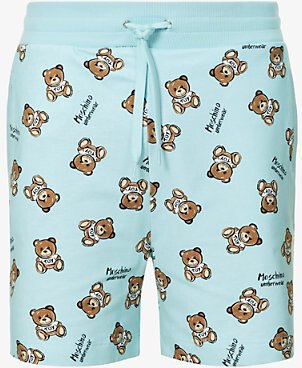 oschino ens Fantasy Print Light Blu Toy Bear Graphic-print Stretch-cotton Pyjama Shorts