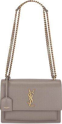 Medium Sunset Chain Bag in Taupe