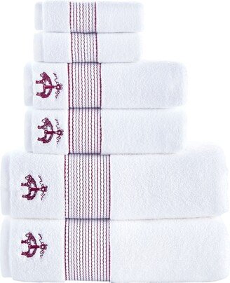 Rope Stripe Border 6 Piece Turkish Cotton Towel Set