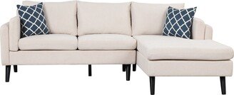 RASOO Linen L-Shape Sectional Sofa with Chaise and 2 Pillows, with High-Density Cushions