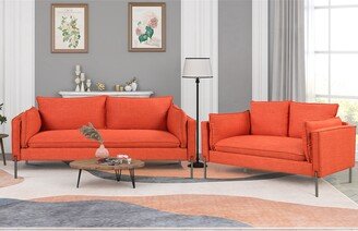 Modern Upholstered 2 Piece Sofa Sets in Linen Fabric - 132Wx31Dx33H